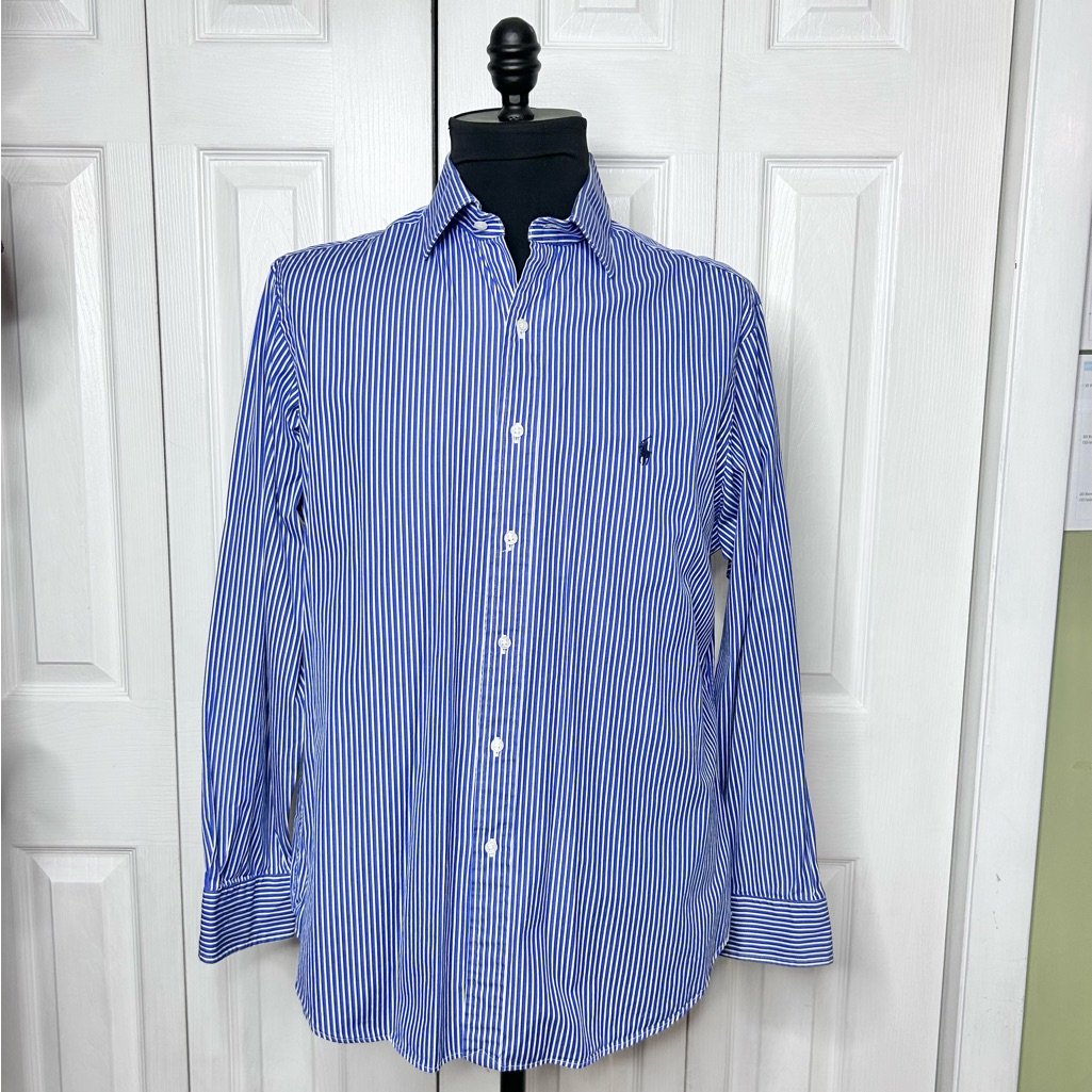 Ralph Lauren Polo Custom Fit Chalk Stripe Dress Shirt 3435 Sleeve
